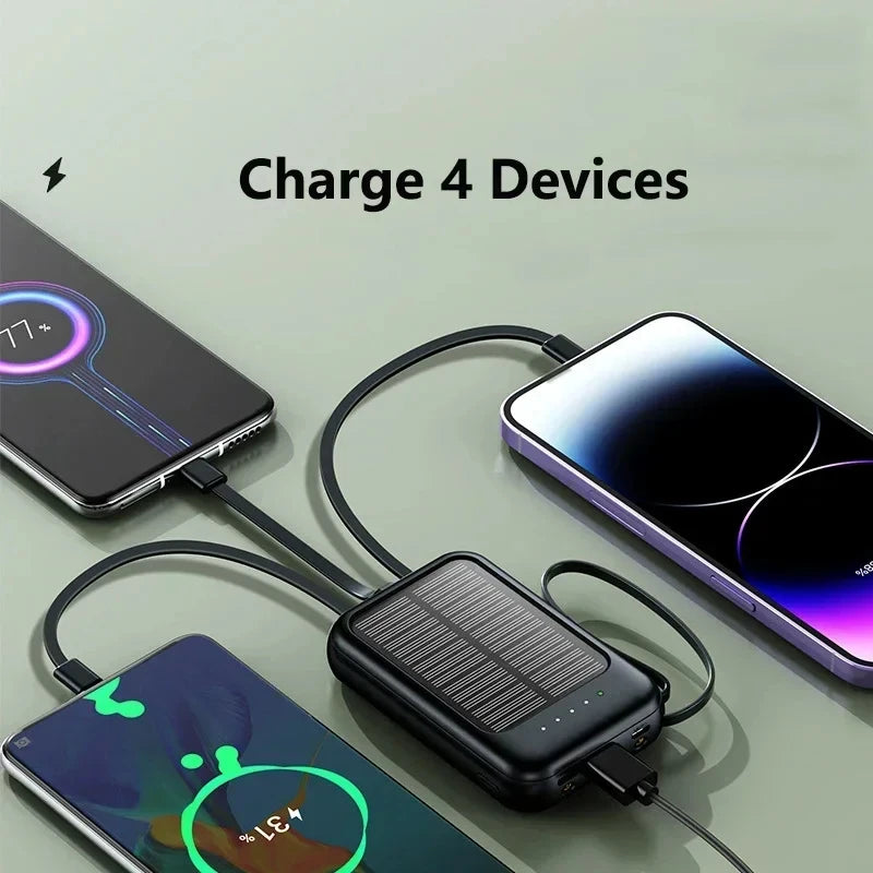 Chargeur Portatif Solaire a 4 ports (Iphone, Xiaomi, Samsung, USB)
